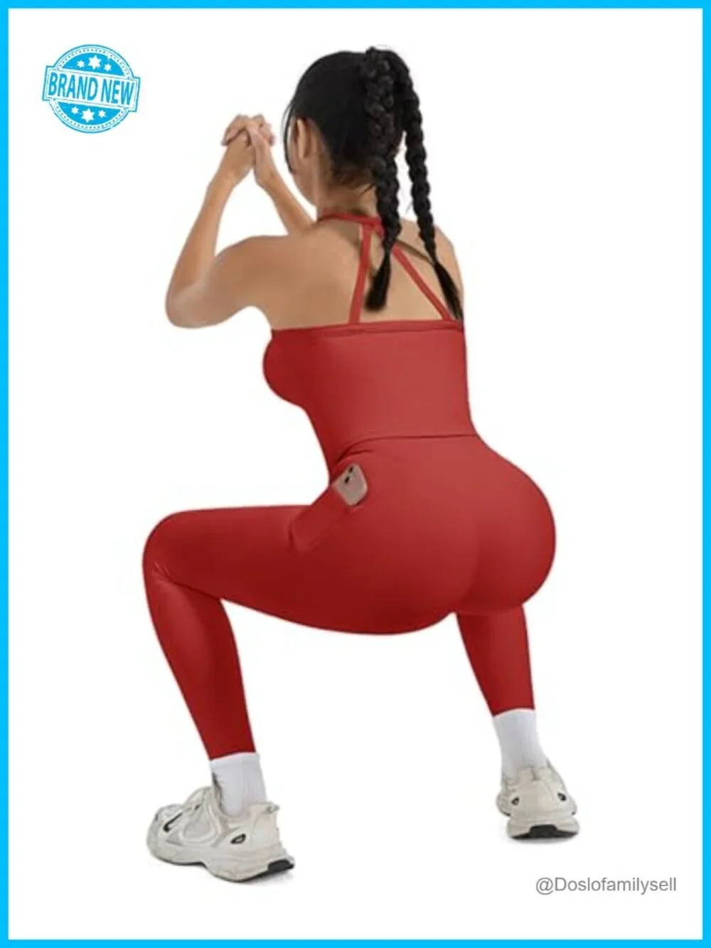 Compression Workout Leggings Set Halter Top Pockets